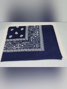 Lot of 10 NEW 100% Cotton  Navy Blue Paisley Bandanas - Scarf, Head Wrap